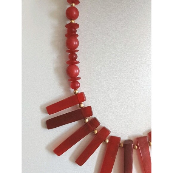 Karla Jordan Red Spike Gold Tone Beaded Vintage Necklace - Picture 4 of 6